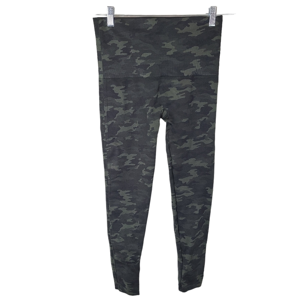 Spanx green camo full length stretch compression leggings Women's size XL